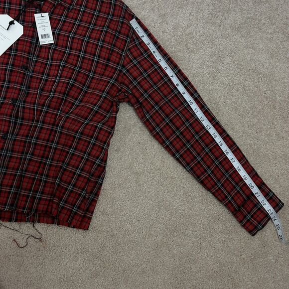Current/Elliott Button Down Shirt Womens Size 3 Medium Red Tartan Plaid Ladies - Picture 10 of 12